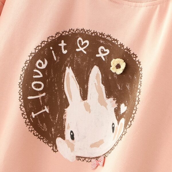 Rabbit I Love It Print Nep tweedelig T-shirt