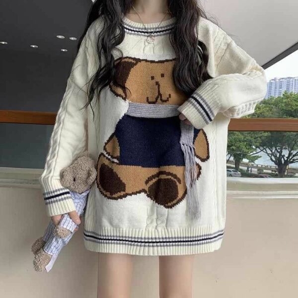 Suéter de punto de ochos con osito Kawaii oso kawaii