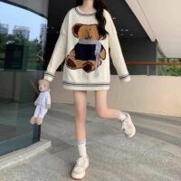 Suéter de malha com cabo de urso Kawaii urso kawaii
