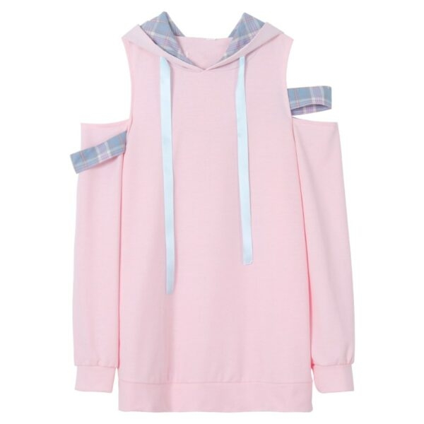 Kawaii off-shoulder roze hoodies Cosplay-kawaii