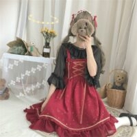 Vestido lencero de lolita con lazo kawaii japonés