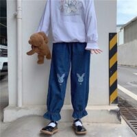 Kawaii Rabbit Embroidered Jogger Pants Cute kawaii