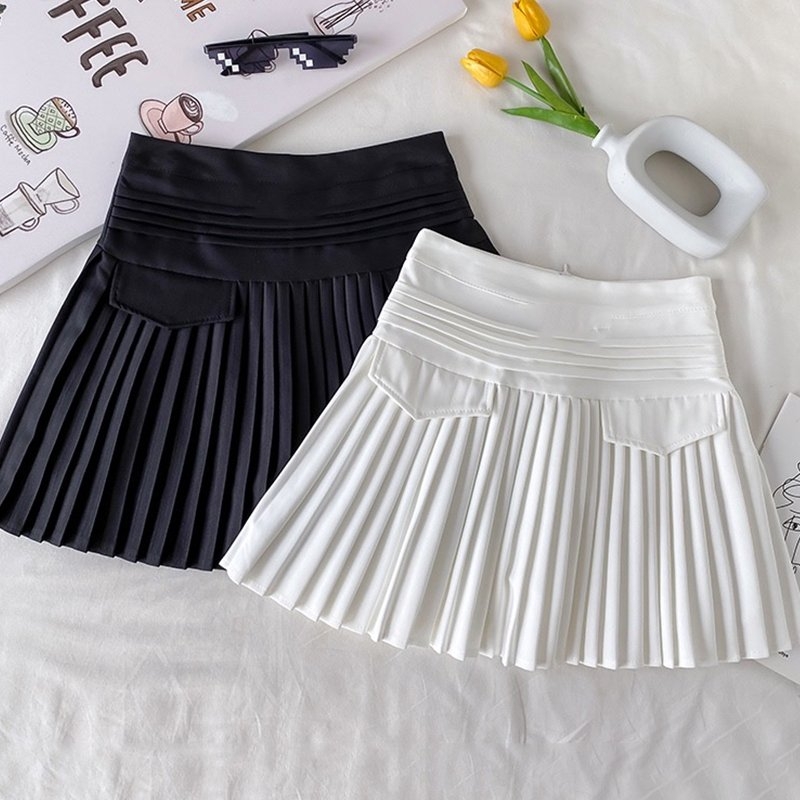 Korean White A-Line Pleated Skirts - Kawaii Fashion Shop | Cute Asian ...