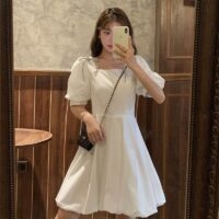 Mini vestido coreano doce A-LINE Kawaii coreano