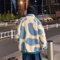 Koreanische Mode-Hoodies mit Milchkuh-Kontrastfarbe Kuh kawaii