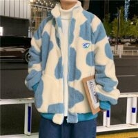 Koreanische Mode-Hoodies mit Milchkuh-Kontrastfarbe Kuh kawaii