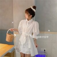 Harajuku-Schnür-Hemdkleider mit Schlagärmeln Partykleider kawaii