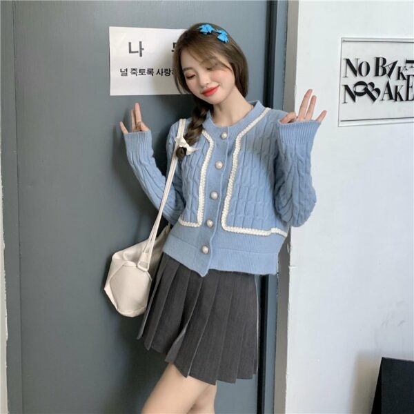 Kawaii Cable Knitted Splice Cardigan - Kawaii Fashion Shop | Cute Asian ...