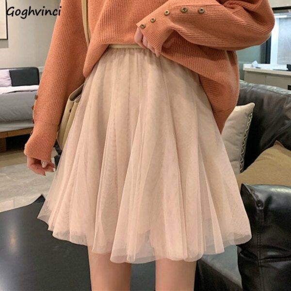 Kawaii, plisowana mini spódniczka z siateczki Koreańskie kawaii
