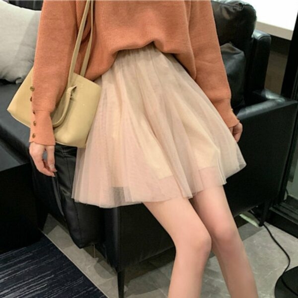 Minifalda plisada de malla Kawaii kawaii coreano
