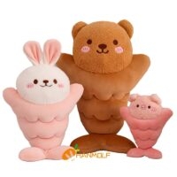 Japońskie pluszowe zabawki w kształcie króliczka-świnki Taiyaki w kształcie ryby niedźwiedź kawaii