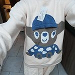 Dwukolorowy sweter z dzianiny w kształcie misia Kawaii