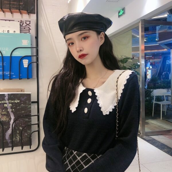 Maglione con colletto per bambola in stile coreano Cardigan kawaii