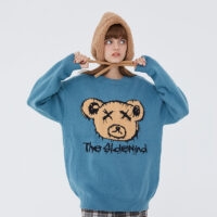 Вязаный свитер в корейском стиле с медведем корейский каваи