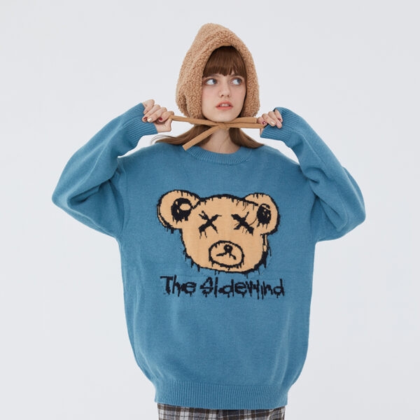 Suéter de punto de oso estilo coreano kawaii coreano
