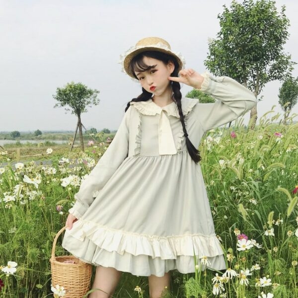 Robe Falbala superposée à col de poupée Lolita Harajuku kawaii