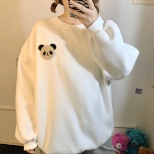 Söt Panda Loose Sweatshirt Hoodie Coat kawaii