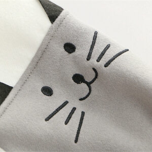 Mini bluza z długim rękawem i haftem w kształcie kota Kawaii japońskie