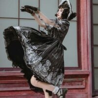 Robe Lolita en dentelle à volants et nœud sur le devant Lolita kawaii