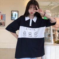 T-shirt ampia oversize preppy di Sleepy Kitty Gatto kawaii