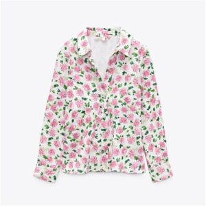Рубашка с длинным рукавом с цветочным принтом Kawaii Цветочный каваи