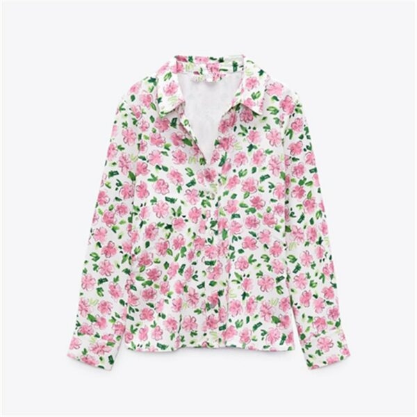 Kawaii långärmad skjorta med blommönster Blomma kawaii