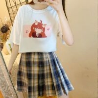 Camiseta de menina macia com estampa de anime Kawaii Anime kawaii