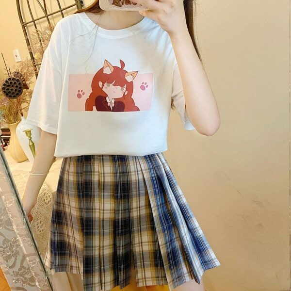 カワイイアニメプリントソフトガールTシャツアニメかわいい