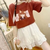 Kawaii Anime 프린트 소프트 소녀 티셔츠 애니메이션 카와이