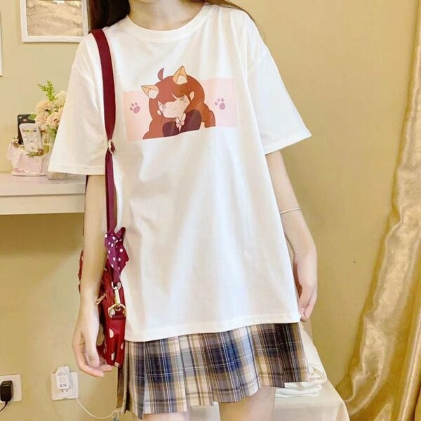 T-shirt da ragazza morbida stampata anime Kawaii Anime kawaii