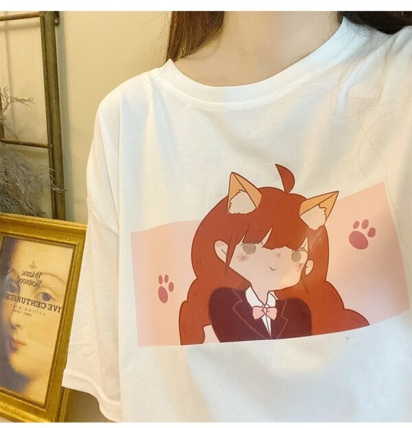 Camiseta de menina macia com estampa de anime Kawaii Anime kawaii
