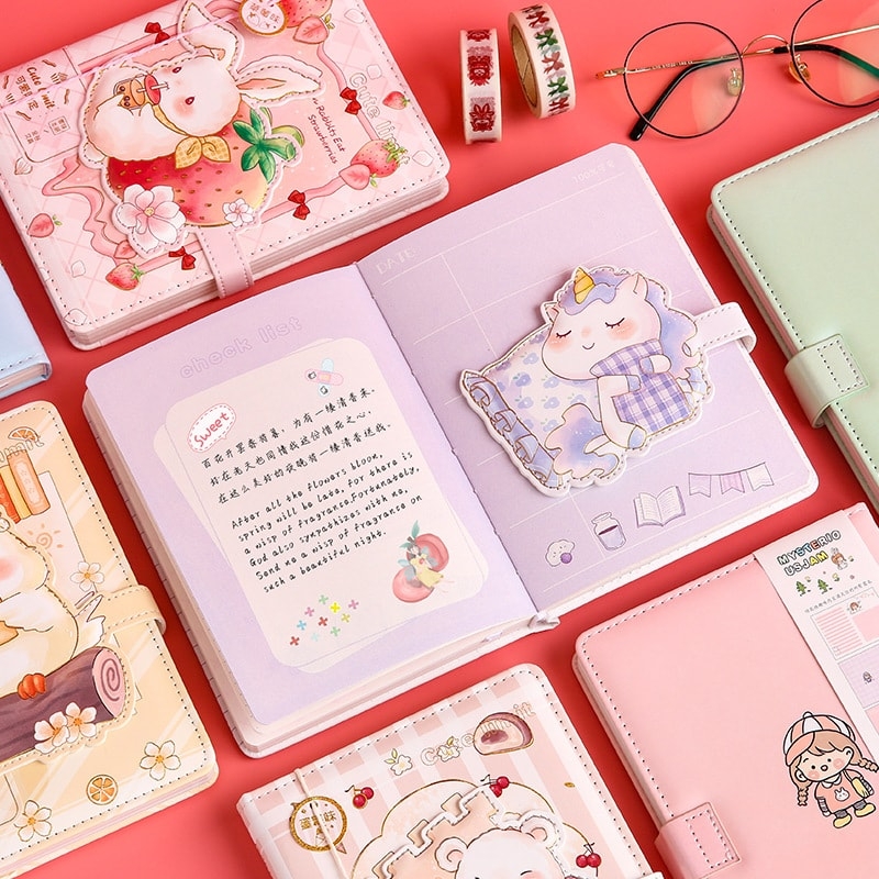 Notebook Lock Cute Notepad Kawaii Stationary Pink Girls Diary Ages