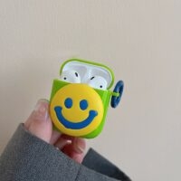 Зеленый чехол для Airpods Kawaii Smile Emoji Аэрподс 3 каваи