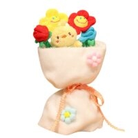 Kawaii kreskówka prezent z bukietem kwiatów Kwiatowy kawaii