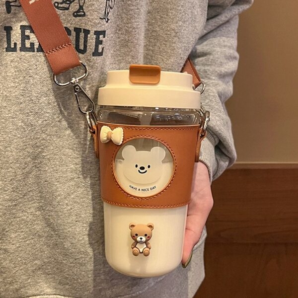 Bouteille de tasse à café en verre ours mignon ours kawaii