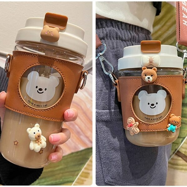 Bouteille de tasse à café en verre ours mignon ours kawaii