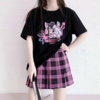 Kawaii Cute Bunny Print T-shirt Estetisk kawaii