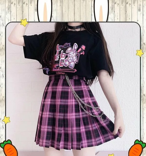 Kawaii Cute Bunny Print T-shirt Estetisk kawaii