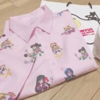 Kawaii Sailor Moon-T-shirt met knoopsluiting Anime-kawaii