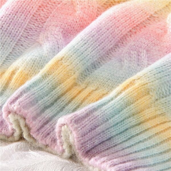 Casual färgglad regnbåge lös tröja Candy Colors kawaii