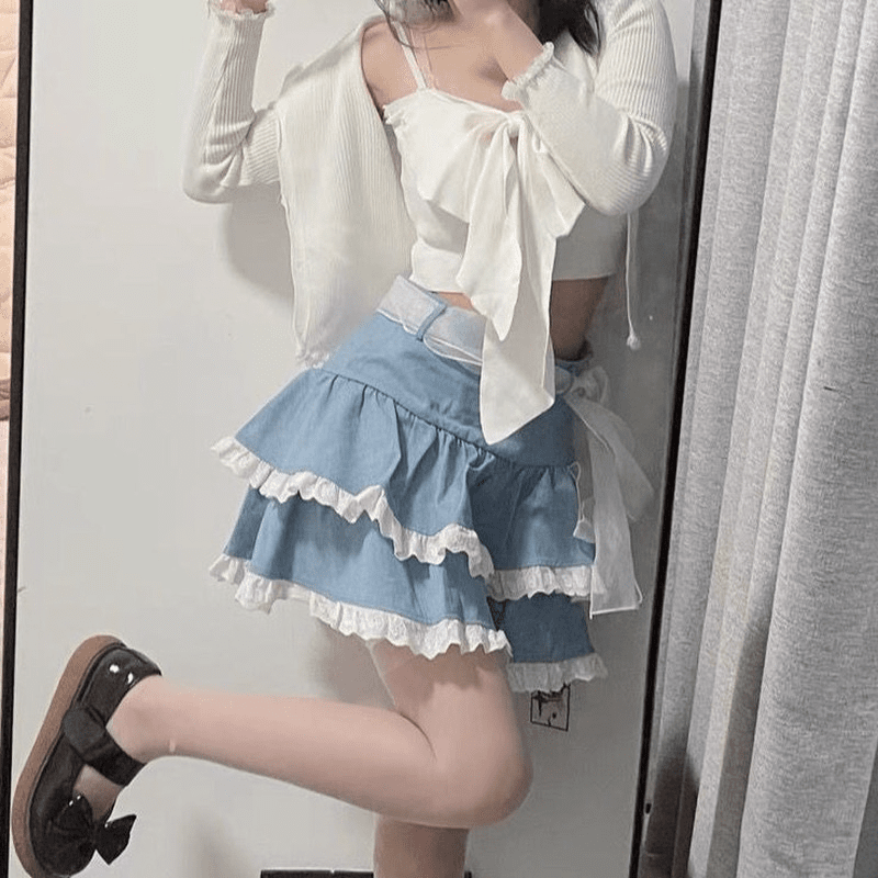 Harajuku Ruffles High Waist Skirt - Kawaii Fashion Shop | Cute Asian ...