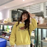 Elegante zachte cartoon-hoodie voor meisjes A-lijn rok kawaii
