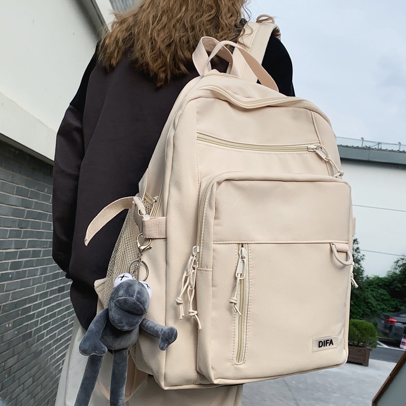 Aesthetic College Multi-Pocket Backpack - Kawaii Fashion Shop | Cute ...