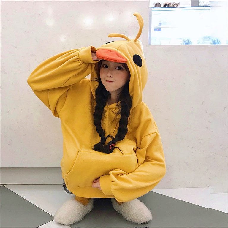 Kawaii Yellow Duck Hoodies - Kawaii Fashion Shop | Cute Asian Japanese ...