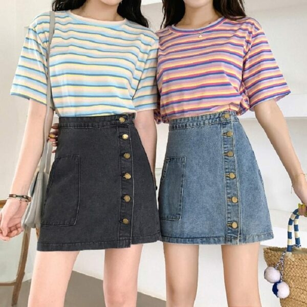 Kawaii A-Line Denim Mini Skirt Denim Skirt kawaii