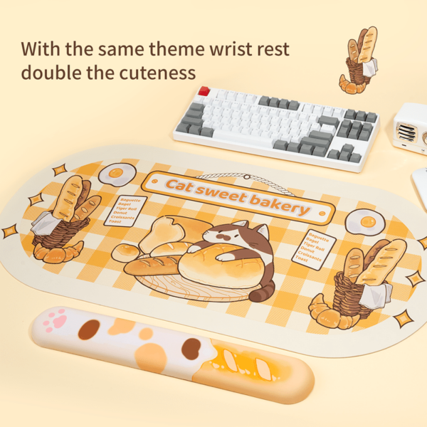 Niedliches Cartoon-Katzen-Mauspad und Tastatur-Handgelenkauflage Kawaii-Tastatur