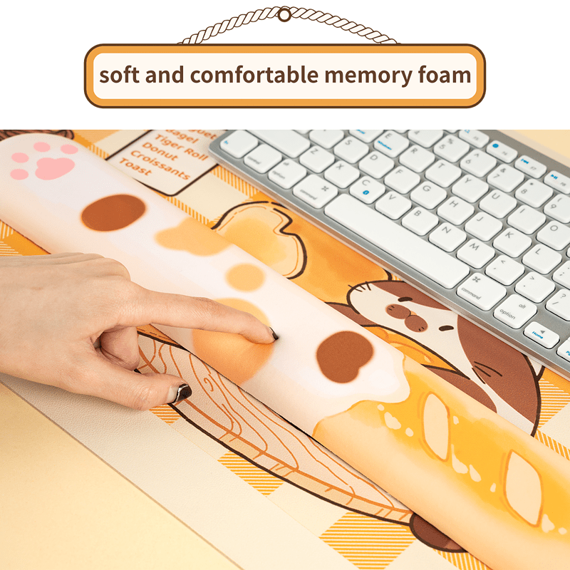 Cartoon Colorful Cat Keyboard Wrist Rest and Mouse Wrist Rest Pad, Non Slip  Rubber Base Wrist Support Ergonomic Support, Easy Typing and Relieve Wrist
