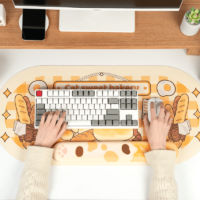 وسادة ماوس على شكل قطة كرتونية لطيفة ومسند معصم للوحة المفاتيح لوحة المفاتيح كاواي