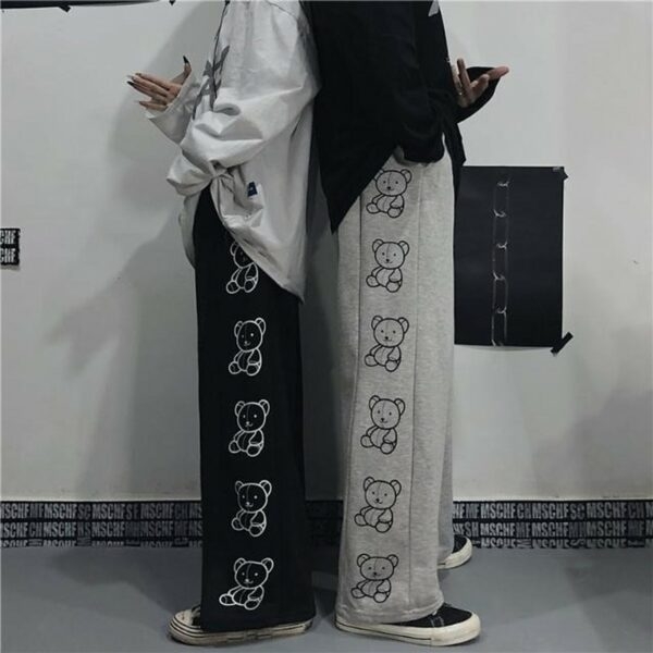 Spodnie z szerokimi nogawkami i nadrukiem kreskówkowym Kawaii z kreskówek
