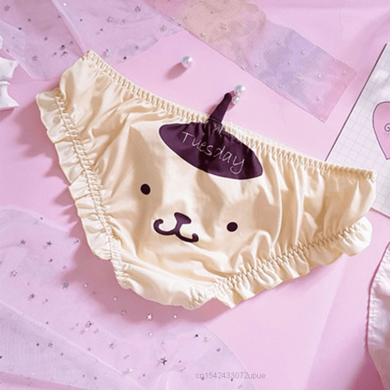 Hello Kitty Sanrio Panty Unterwäsche Unterhose Slip Unterhöschen Höschen  4er Pack Doppelpack schwarz und grau : : Fashion